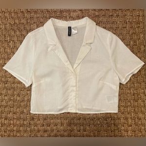 H&M White Button Up Crop Top